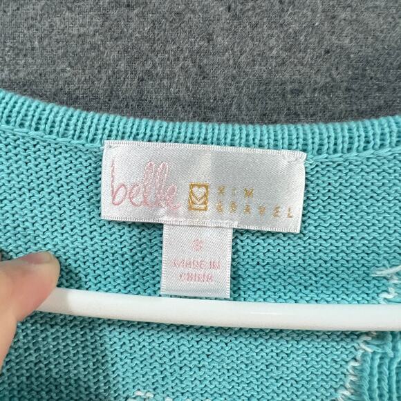 Belle by Kim Gravel Star Short Sleeve Sweater Blue Size Small - Picture 3 of 8